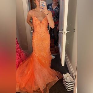 ORANGE GLITTER PRINT MERMAID DRESS BY LADIVINE